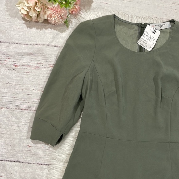 MM Lafleur The Elana Dress Moss 3/4 Sleeve Shift - Picture 7 of 13